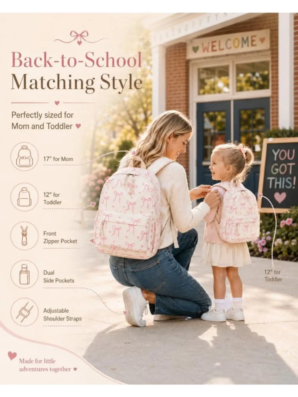 Cute Toddler Backpack for Girls - Mini Bow Tie Design, Ideal for Preschool